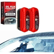 Jetdryshop Glass Cleaner, Jet Dry Shop Wind Shield Cleaner, Automotive Oil Film Cleaning Brush, Glass Oil Film Remover, Oil Film Cleaning Brush for Car Glass Improves Clarity (2, Red)